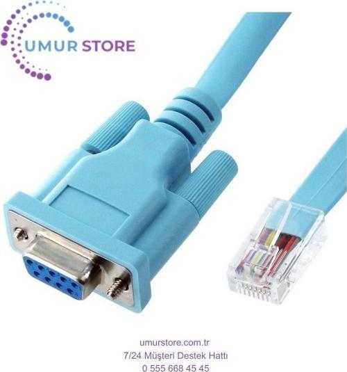 VGA kablo Cisco Uyumlu Konsol Kablosu – RS232 Db9 Dişi – RJ45 Erkek – 1.8m Rollover Seri Kablo
