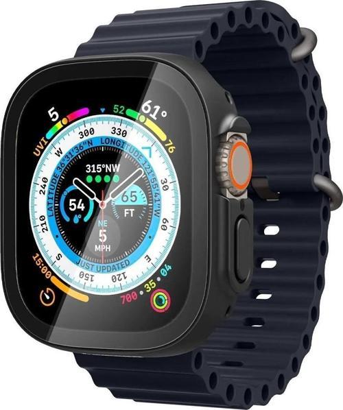 Apple Watch 49mm (Ultra 2/1) Kılıf Thin Fit 360 + Cam Ekran Koruyucu Black - ACS05558