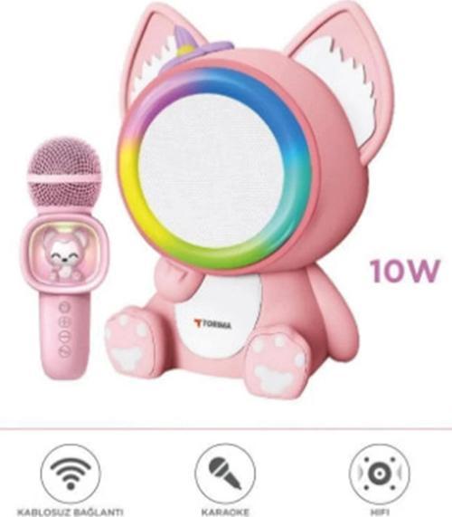 Taşınabilir RGB Işılı Sevimli Figürlü Mikrofonlu Karaoke Bluetooth Hoparlör