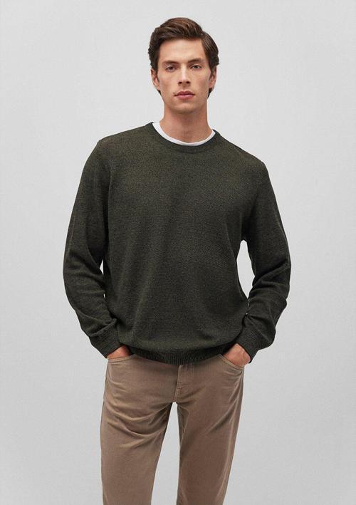 Bisiklet Yaka Haki Basic Kazak Slim Fit / Dar Kesim 070781-34343