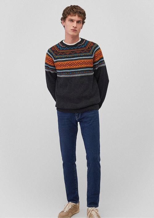 Jakarlı Bisiklet Yaka Kazak Regular Fit / Normal Kesim 070656-29822