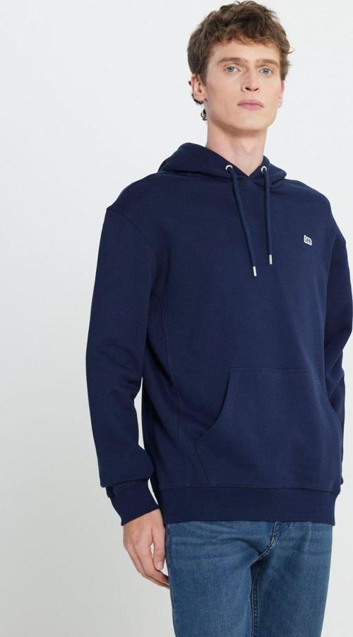 Regular Fit Normal Kesim %100 Pamuk Kapüşonlu Erkek İçi Polarlı Şardonlu Koyu Lacivert Sweatshirt