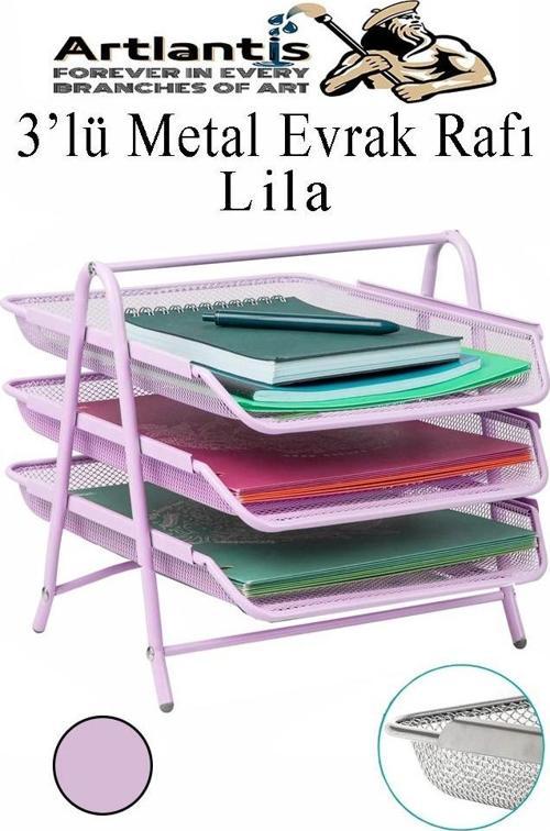 Metal Evrak Rafı 3 lü 1 Paket Masa Üstü A4 Dosya Düzenleyici Kağıt Tepsisi Metal Fileli Üç Katlı Hareketli Perfore