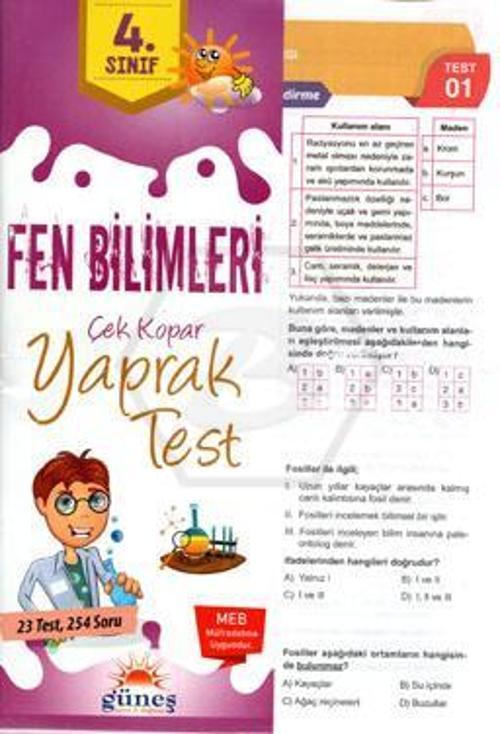 Güneş Yayınları 4. Sınıf Fen Bilimleri Yaprak Test