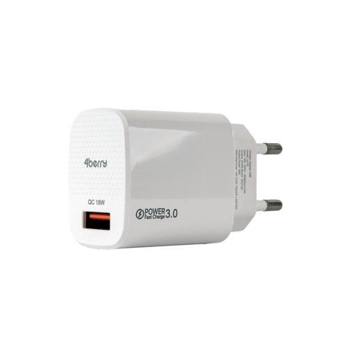 AU13  Hızlı USB Duvar Şarj Adaptörü (Başlık) 3.0A 18W - Beyaz
