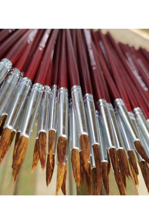 Resim Art,Sanat,Okul, Samur Kılı Akrilik Boya,Guaj Sulu Boyama Fırça Seti (6 Adet )7-8-9-10-11-12
