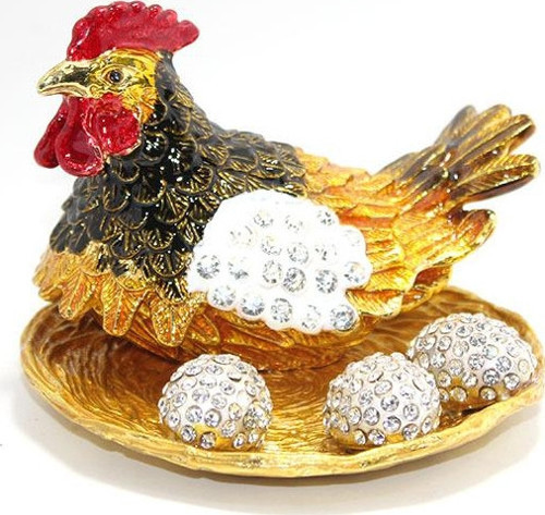 Swarovski Taşlı Yumurtalı Tekli Tavuk Model 1