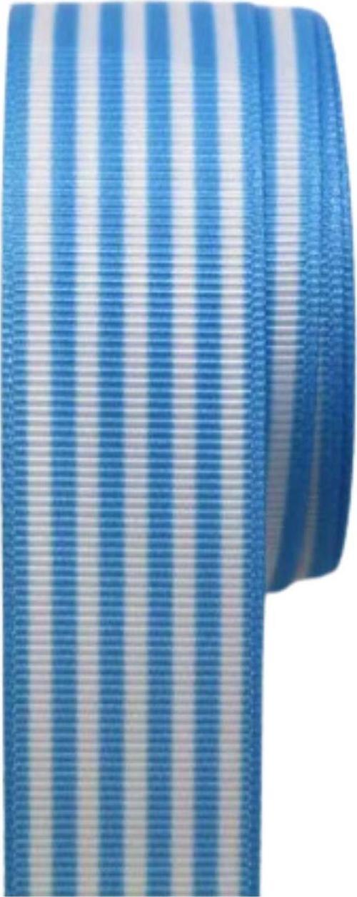 Tafta Çizgi Desen Kurdele 25 mm Mavi 1 Metre