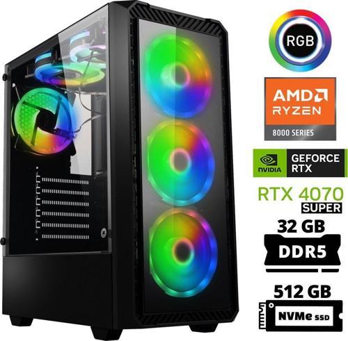 Delux X25 Ryzen 5 8400F 32GB DDR5 Ram 512GB M.2 NVMe SSD 12GB RTX4070 SUPER Masaüstü Oyuncu Bilgisayarı