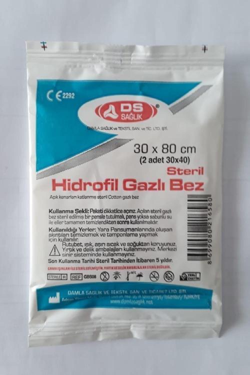 Ds Steril Hidrofil Gazlı Bez (2li) 30x80cm 10 Paket