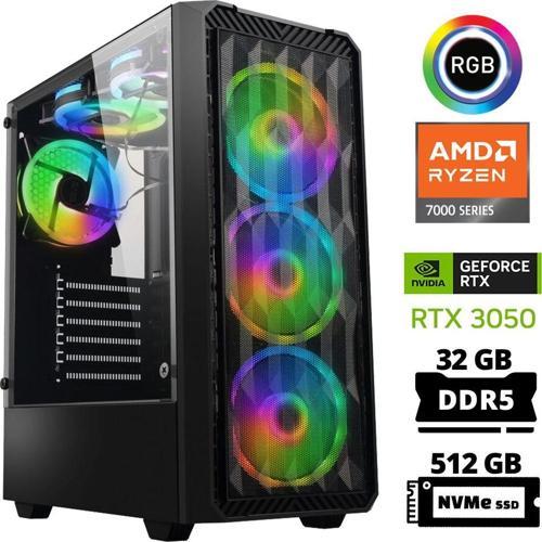 Delux X37 Ryzen 5 7500F 32GB DDR5 Ram 512GB M.2 NVMe SSD 6GB RTX3050 Masaüstü Oyuncu Bilgisayarı