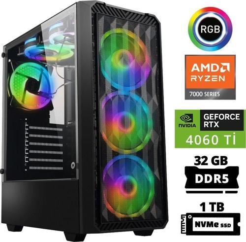 Delux X44 Ryzen 5 7500F 32GB DDR5 Ram 1TB M.2 NVMe SSD 8GB RTX4060 Ti Masaüstü Oyuncu Bilgisayarı
