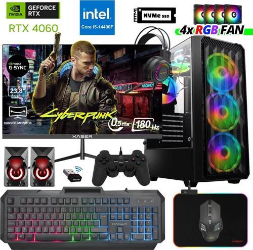 Delux X47 i5 14400F 16GB DDR5 Ram 512GB M.2 NVMe SSD 8GB RTX4060 23.8" 180Hz Masaüstü Oyuncu Bilgisayarı