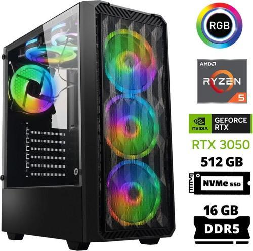 Delux X57 Ryzen 5 7600 16GB DDR5 Ram 512GB M.2 NVMe SSD 6GB RTX3050 Masaüstü Oyuncu Bilgisayarı