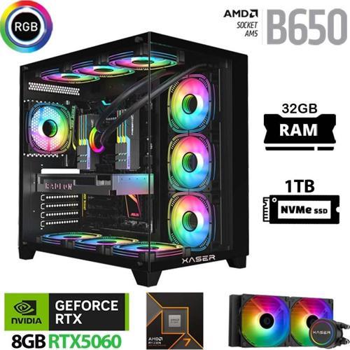 Lexus x630 Ryzen 7 7700 32GB Ram 1TB M.2 NVMe SSD 8GB RTX5060 Sıvı Soğutmalı Oyuncu Bilgisayarı