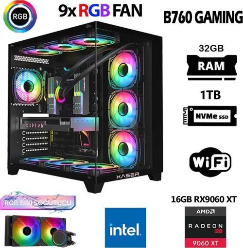 Lexus x800 i5 14400F 32GB DDR5 Ram 1TB M.2 NVMe SSD 16GB RX9060 XT Sıvı Soğutmalı Masaüstü Oyuncu Bilgisayarı