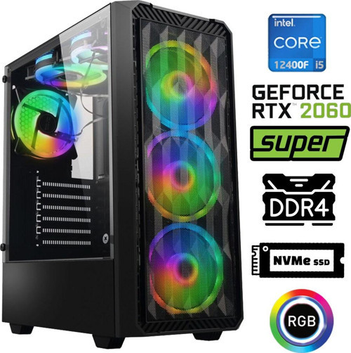 Xsr1063 i5 12400F 16GB Ram 512GB M.2 NVMe SSD 8GB RTX2060 SUPER Masaüstü Oyuncu Bilgisayarı