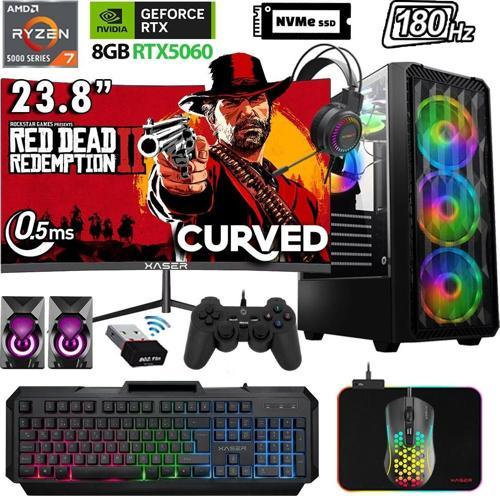 Xsr1141 Ryzen 7 5700X 32GB Ram 1TB M.2 NVMe SSD 8GB RTX5060 23.8" 180Hz Oyuncu Bilgisayarı