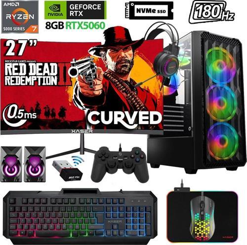 Xsr1144 Ryzen 7 5700X 32GB Ram 2TB M.2 NVMe SSD 8GB RTX5060 27" 180Hz Oyuncu Bilgisayarı