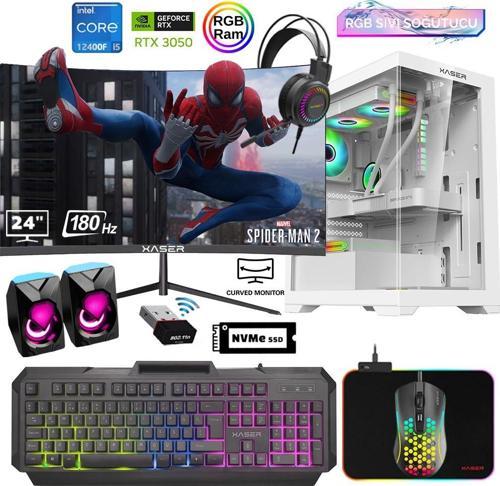 Xsr797 i5 12400F 16GB Ram 512GB M.2 NVMe SSD 6GB RTX3050 24"Curved 180Hz Sıvı Soğutma Oyuncu Bilgisayarı