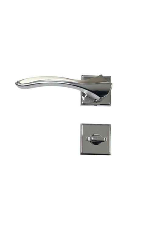 Bilecik Krom İnox Kare Wc Kapı Kolu-Kolay Montaj, İç Kapı Kolu, Modern Kapı Kolu (1 Takım)