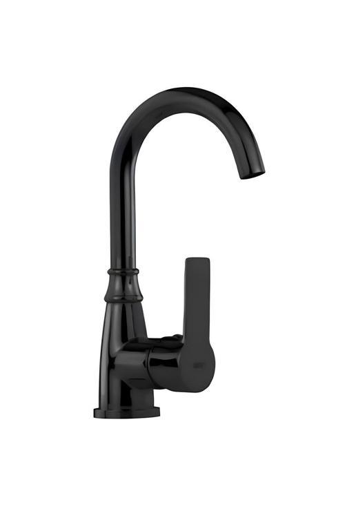 Alamera Pro Kuğu Lavabo Bataryası Siyah - Su Tasarruflu, Modern Tasarım, Uzun Ömürlü Kullanım