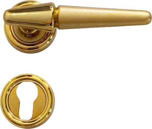 Onur Rozetli Altın Kaplamalı %100 Pirinç Yale Çelik Kapı Kolu, Lüks, Dayanıklı, Paslanmaz, 1 Takım