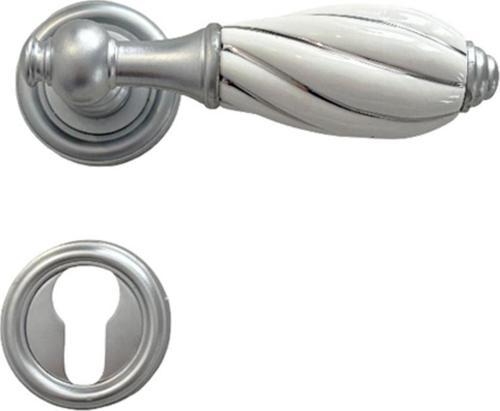 Nancy Mat Krom Rozetli Pirinç Yale Çelik Kapı Kolu, Lüks, Paslanmaz, Şık Ve Uzun Ömürlü, 1 Takım