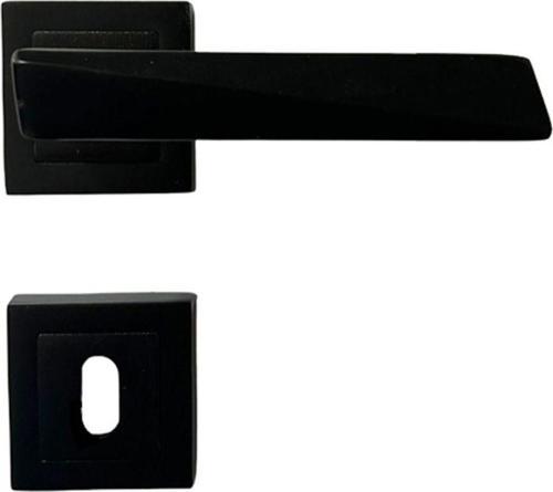 Narin Kare Rozetli Siyah Alüminyum Oda Kapı Kolu–Modern Tasarım, Dayanıklı Malzeme, İç Mekan Uyumlu