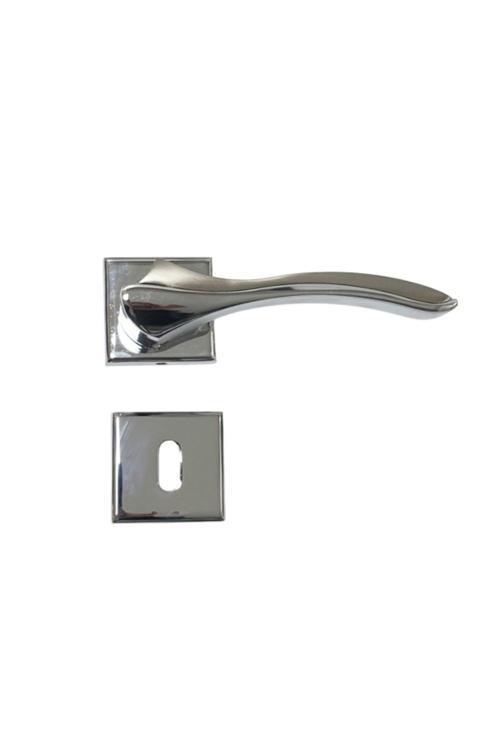 Bilecik Krom Inox Kare Oda Kapı Kolu-Kolay Montaj, Iç Kapı Kolu, Modern Kapı Kolu (1 Takım)