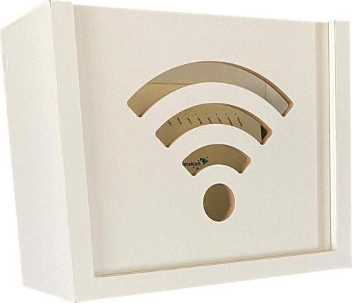 Duvar Düzenleyici Ahşap Dekoratif Beyaz Wifi Kutusu