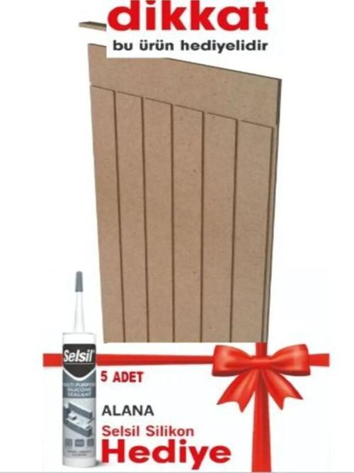 5 Adet Dekoratif Duvar Paneli ( 54 X 100 Cm) Boyanabilir Ahşap Ham Mdf +1 Adet Silikon