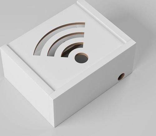 Duvar Düzenleyici Ahşap Dekoratif Beyaz Wifi Kutusu