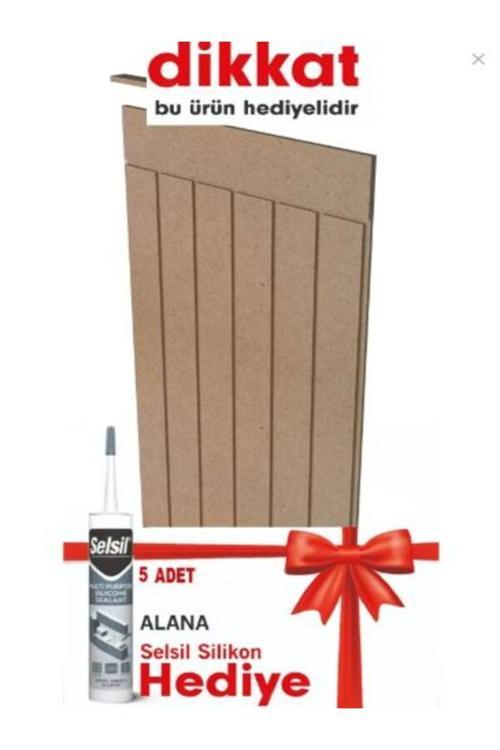 Dekoratif Duvar Paneli ( 54 X 105 Cm) Boyanabilir Ahşap Ham Mdf 5 Duvar Paneli 1 Adet Silikon