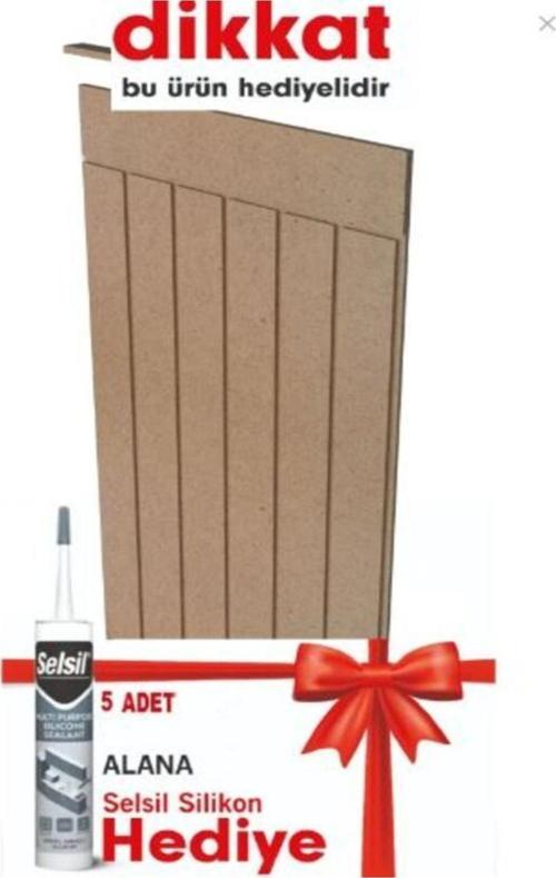 Dekoratif Duvar Paneli ( 54 X 105 Cm) Boyanabilir Ahşap Ham Mdf 5 Duvar Paneli 1 Adet Silikon