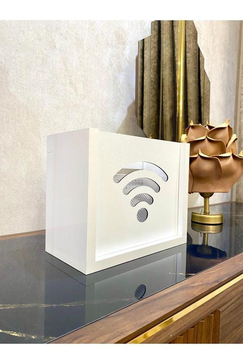 Modem Saklama Kutusu Wifi Saklama Kutusu Duvar Düzenleyici Beyaz Renk