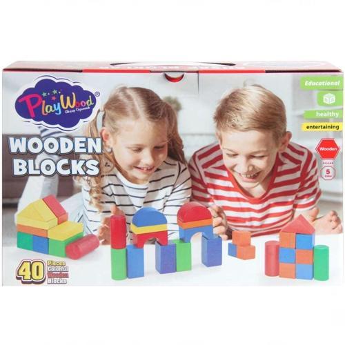 Nessiworld Playwood Kutuda Ahşap Renkli Bloklar 40 Parça