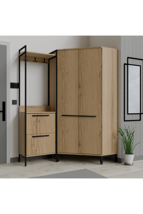 Modern Köşe Portmanto Askılıklı  Vestiyer  Takımı