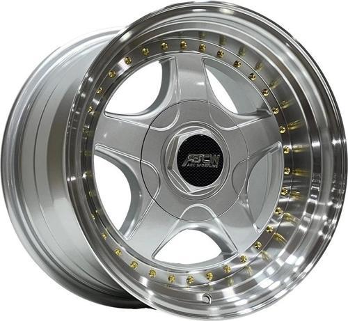 8.5 X 17 BCH-7813 5X112/120 ET25 72.56 SILVER LIP MAC+GOLD RIVETS