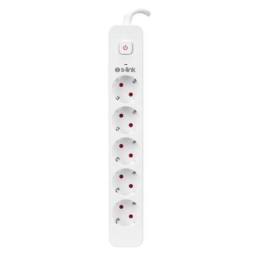 S-lınk Spg501s, 5 Soket, Akım Korumalı Priz, 1.5mt Kablo, 750 Joule (beyaz) %100 Bakır