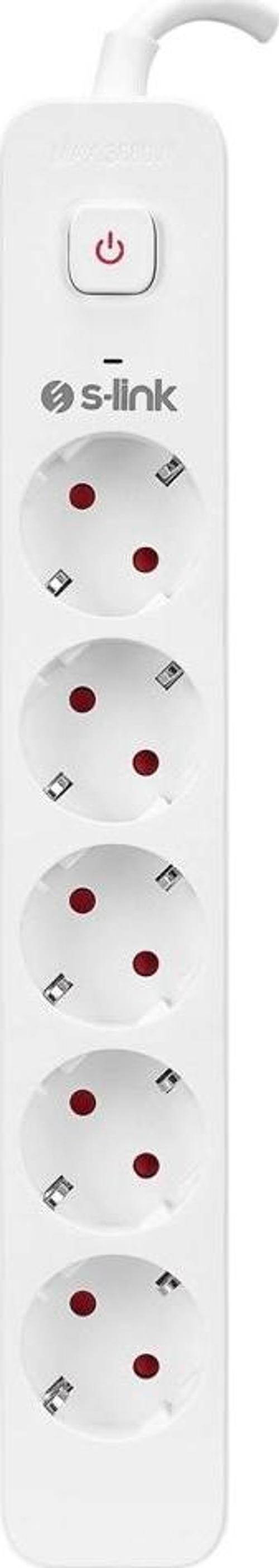S-lınk Spg501s, 5 Soket, Akım Korumalı Priz, 1.5mt Kablo, 750 Joule (beyaz) %100 Bakır