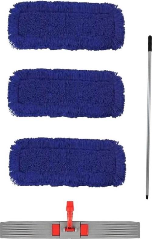 Yer Temizleme Seti Zincir Dikişli Toz Mopu 80 Cm Orlon Mop Seti Saplı