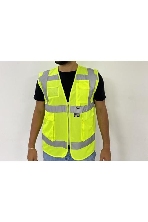 Motosiklet Yüksek Görünümlü Yelek Reflektörlü Fermuarlı Reflektik Motorcu Yelek Yeni Yasaya Uygun  MTRRFLT-SR-XL