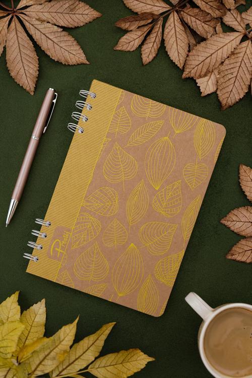 Yellow Leaves Kraft Çizgili Defter