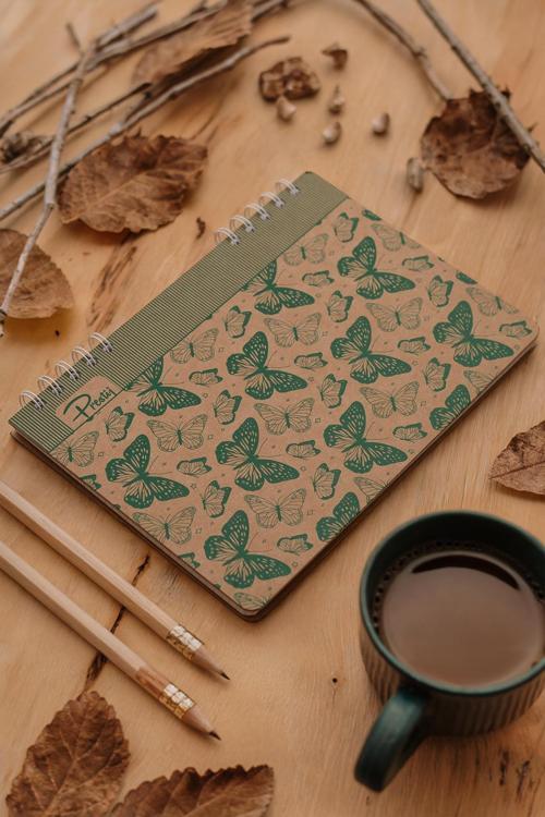 Butterfly Kraft Kareli Defter 17x24