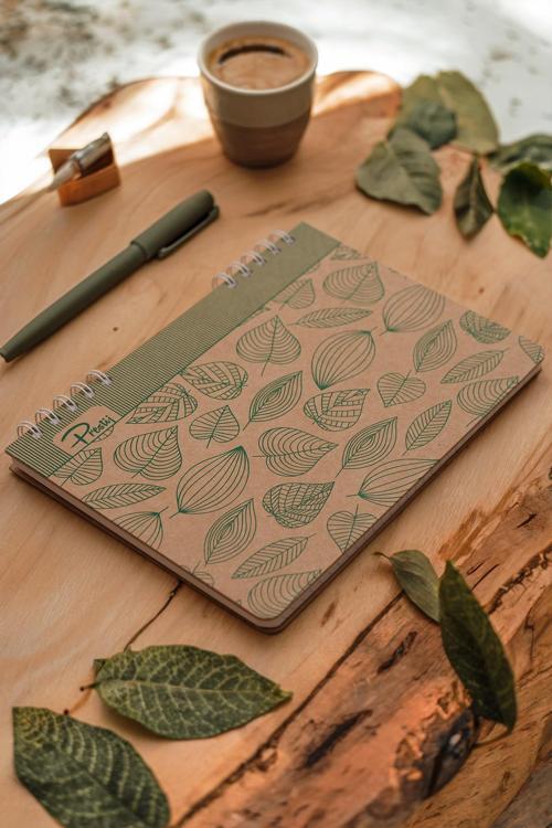 Green Leaves Kraft Çizgili Defter 17x24