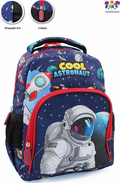 2 Gözlü Jet Cool Astronot Anaokulu Çantası - Erkek Çocuk Çanta Kreş Çantası - Astronot Çanta