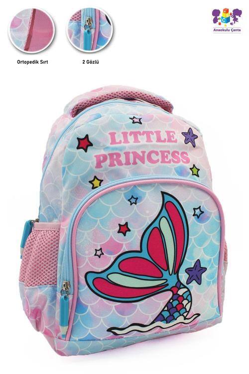 2 Gözlü Little Princess Denizkızı Anaokulu Çantası - Kız Çocuk Çanta Kreş Çantası - Deniz Kızı Çanta