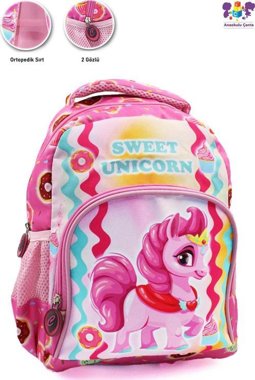 2 Gözlü Sweet Unicorn Anaokulu Çantası - Kız Çocuk Çanta Kreş Çantası - Unicorn Çanta