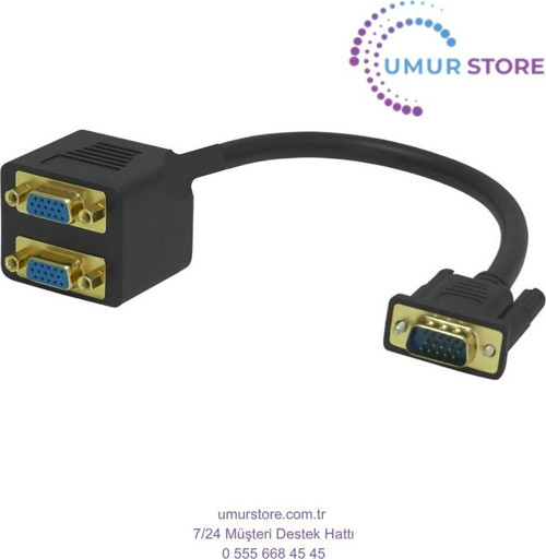0.15METRE VGA (E) - 2-Li VGA (D) Görüntü Adaptörü Siyah